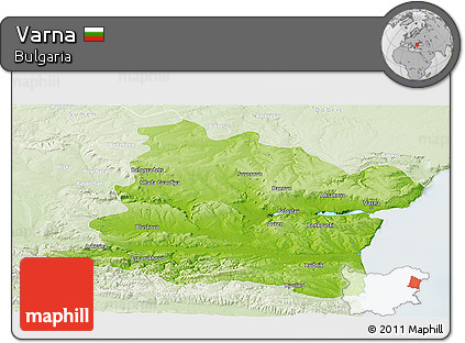 Physical Panoramic Map of Varna, lighten