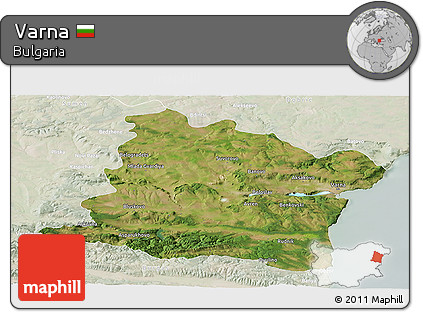 Satellite Panoramic Map of Varna, lighten