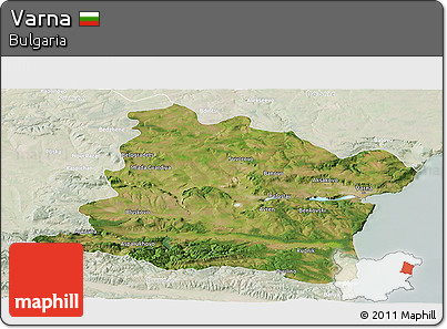 Satellite Panoramic Map of Varna, lighten