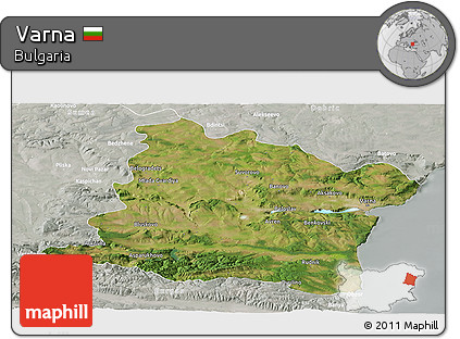 Satellite Panoramic Map of Varna, lighten, semi-desaturated