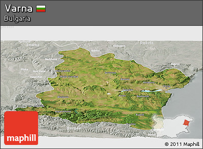 Satellite Panoramic Map of Varna, lighten, semi-desaturated