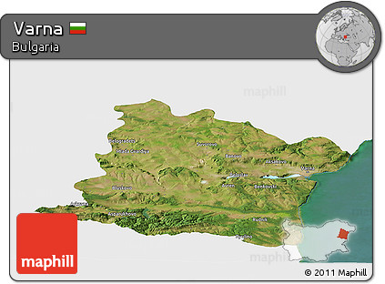 Satellite Panoramic Map of Varna, single color outside