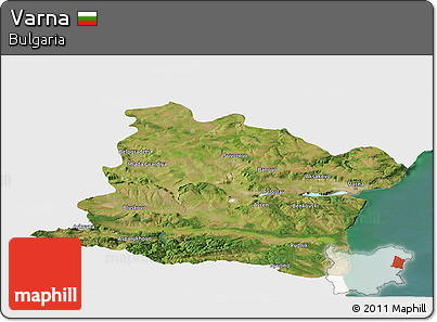 Satellite Panoramic Map of Varna, single color outside