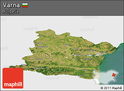 Satellite Panoramic Map of Varna, single color outside