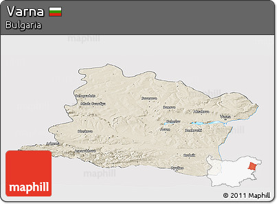 Shaded Relief Panoramic Map of Varna, cropped outside