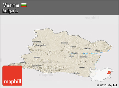 Shaded Relief Panoramic Map of Varna, cropped outside