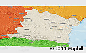 Shaded Relief Panoramic Map of Varna, political outside