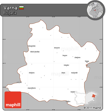 Gray Simple Map of Varna, cropped outside