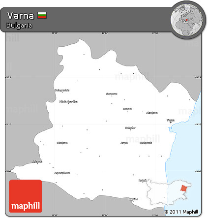 Gray Simple Map of Varna, single color outside