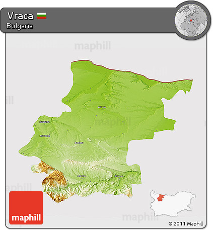 Physical 3D Map of Vraca, cropped outside