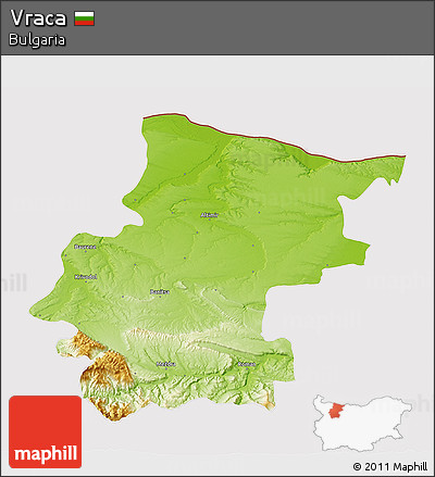Physical 3D Map of Vraca, cropped outside