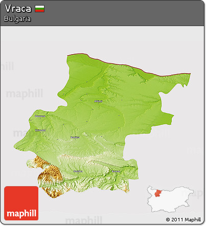 Physical 3D Map of Vraca, cropped outside