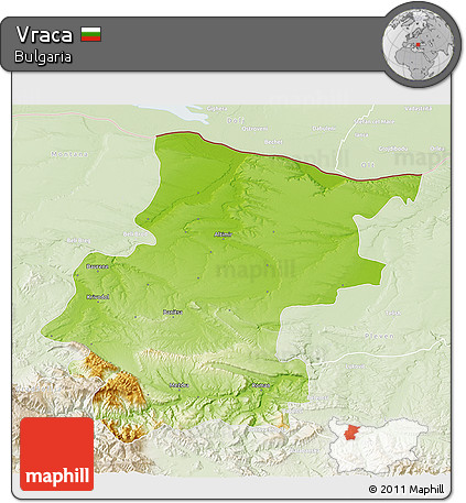 Physical 3D Map of Vraca, lighten