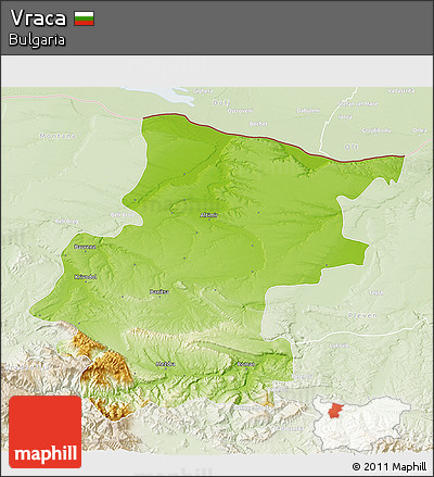 Physical 3D Map of Vraca, lighten