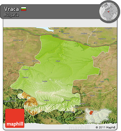 Physical 3D Map of Vraca, satellite outside