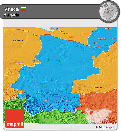 Political 3D Map of Vraca