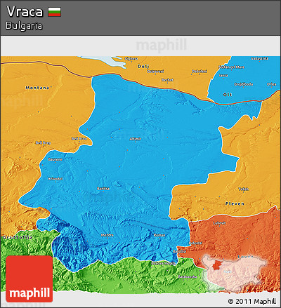 Political 3D Map of Vraca