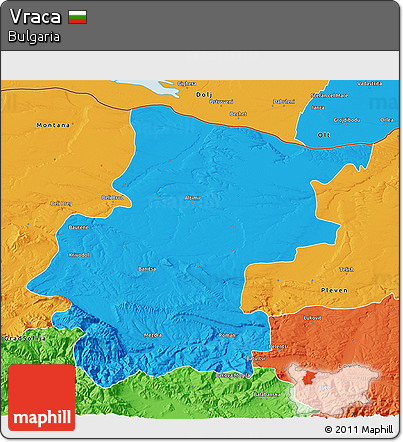 Political 3D Map of Vraca