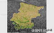 Satellite 3D Map of Vraca, darken, desaturated