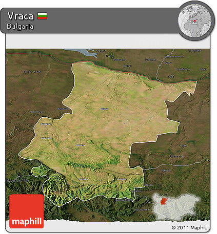 Satellite 3D Map of Vraca, darken