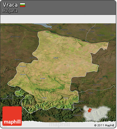 Satellite 3D Map of Vraca, darken