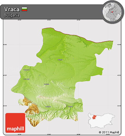 Physical Map of Vraca, cropped outside