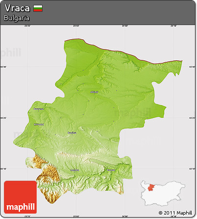 Physical Map of Vraca, cropped outside