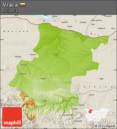 Physical Map of Vraca, shaded relief outside