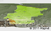 Physical Panoramic Map of Vraca, darken, semi-desaturated