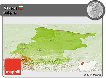 Physical Panoramic Map of Vraca, lighten