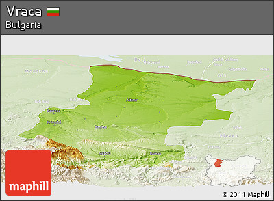 Physical Panoramic Map of Vraca, lighten