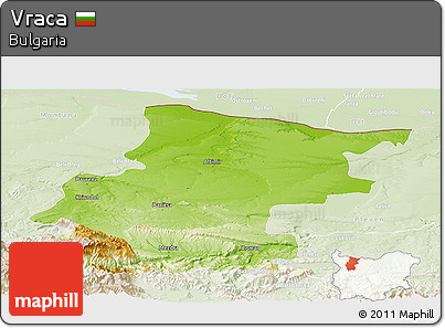 Physical Panoramic Map of Vraca, lighten