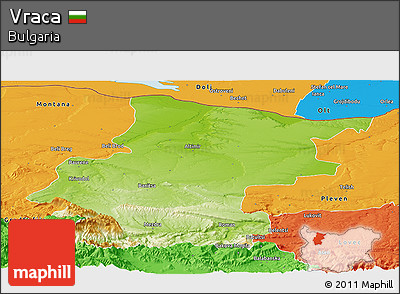 Physical Panoramic Map of Vraca, political outside