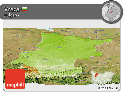 Physical Panoramic Map of Vraca, satellite outside