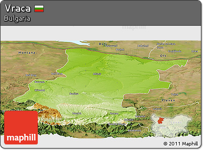 Physical Panoramic Map of Vraca, satellite outside