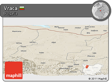 Shaded Relief Panoramic Map of Vraca