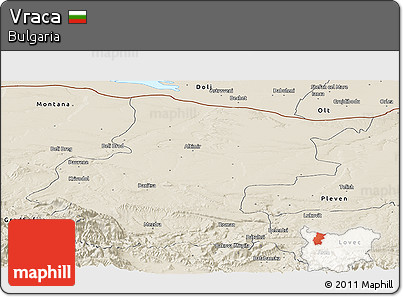 Shaded Relief Panoramic Map of Vraca