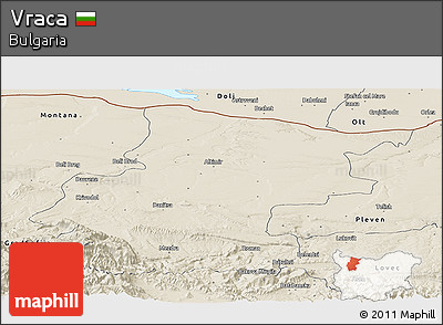 Shaded Relief Panoramic Map of Vraca