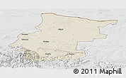 Shaded Relief Panoramic Map of Vraca, lighten, desaturated