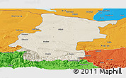 Shaded Relief Panoramic Map of Vraca, political outside