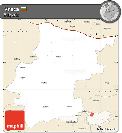 Classic Style Simple Map of Vraca