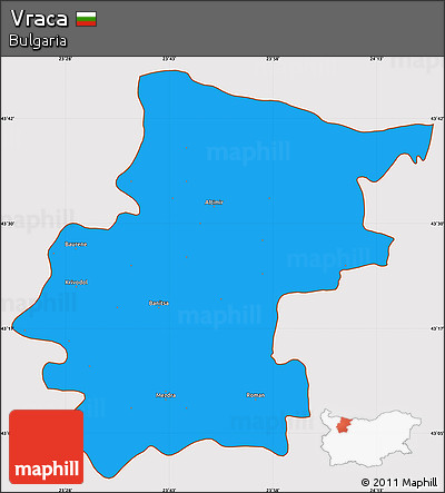 Political Simple Map of Vraca, cropped outside