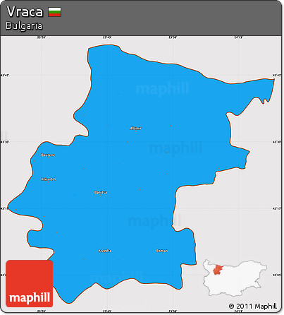 Political Simple Map of Vraca, cropped outside
