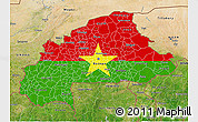 Flag 3D Map of Burkina Faso, satellite outside, bathymetry sea