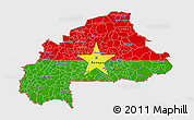 Flag 3D Map of Burkina Faso, single color outside, bathymetry sea, shaded relief sea