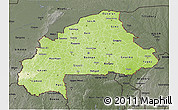 Physical 3D Map of Burkina Faso, darken, semi-desaturated, land only