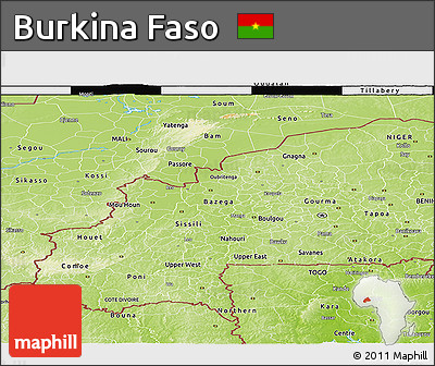 Physical 3D Map of Burkina Faso