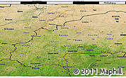 Satellite 3D Map of Burkina Faso, darken, semi-desaturated