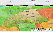 Satellite 3D Map of Burkina Faso, political shades outside, satellite sea