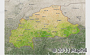 Satellite 3D Map of Burkina Faso, semi-desaturated